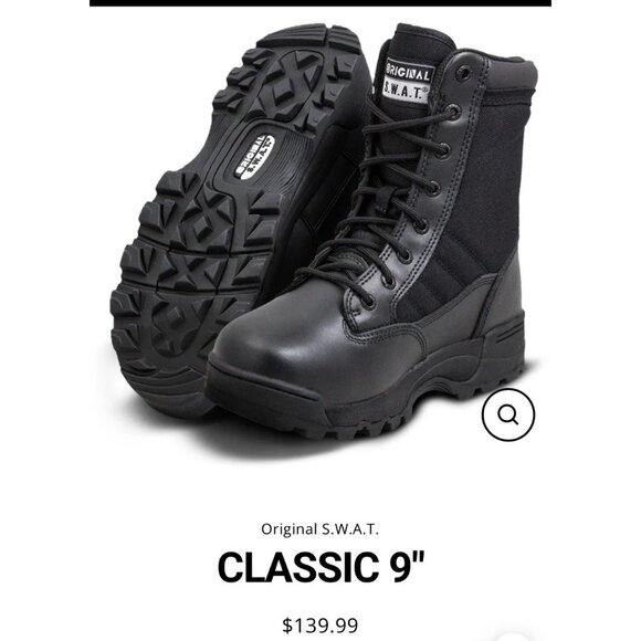 Original S.W.A.T. Classic 9" Tactical Boots Size 10 Black Leather & Cordura Dura - Picture 7 of 11